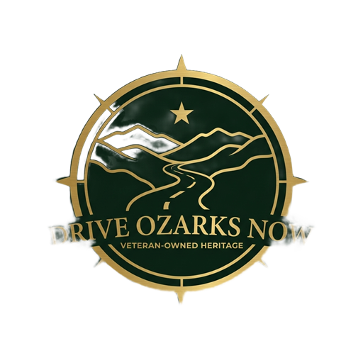 Drive Ozarks Now compass emblem — Veteran-Owned Heritage
